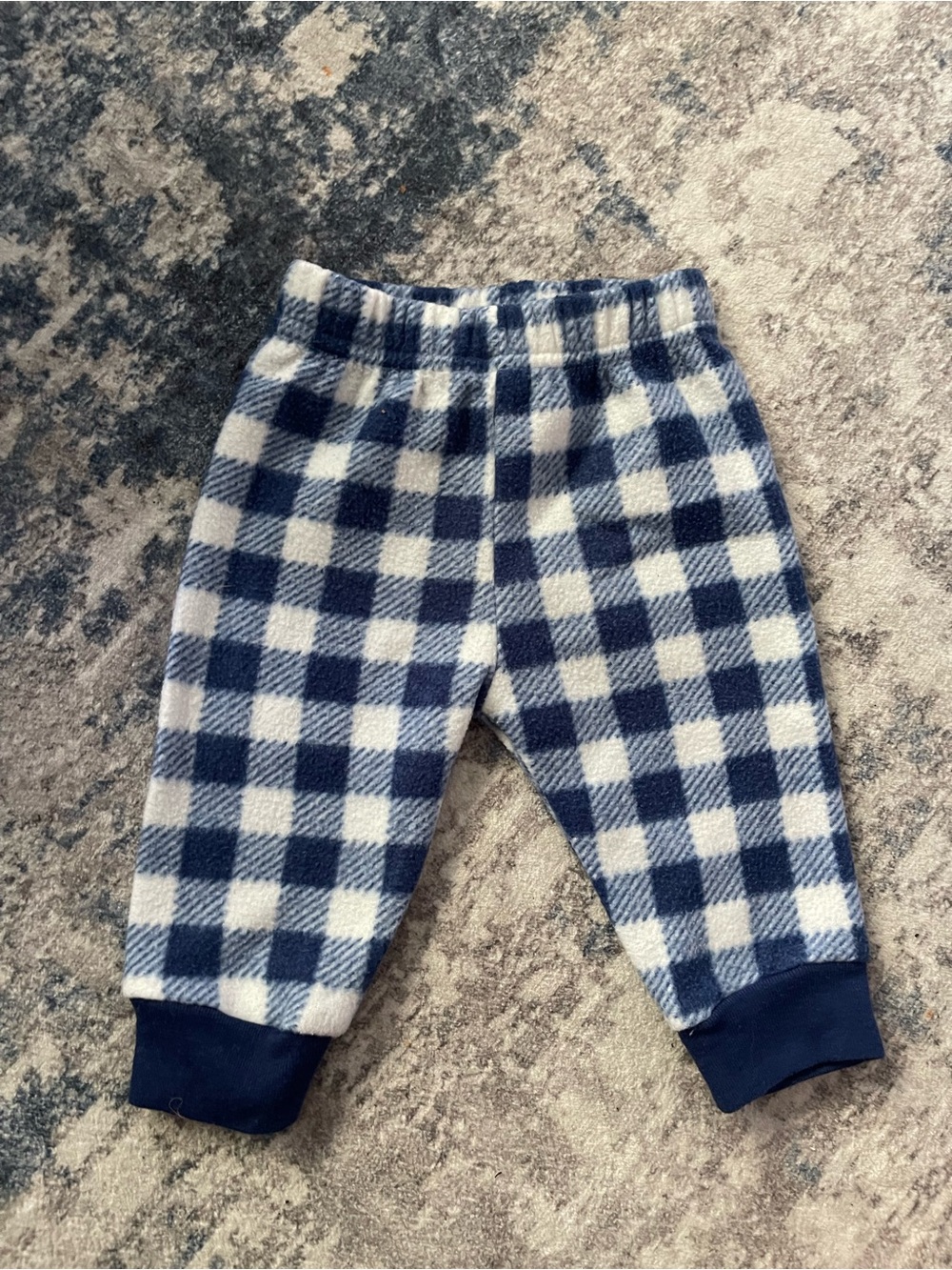 Cozy Navy & White Plaid Kids Fleece Joggers
